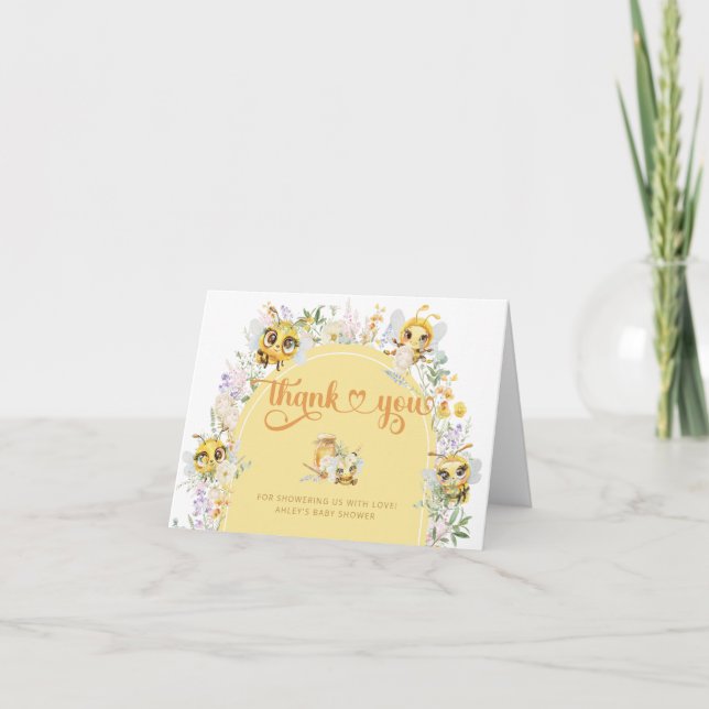 Carte de remerciements de Baby shower d'aquarelle  (Devant)