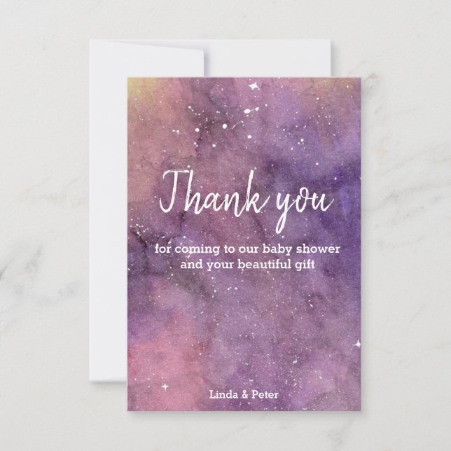 Carte de remerciements de Baby shower d'aquarelle  (Devant)
