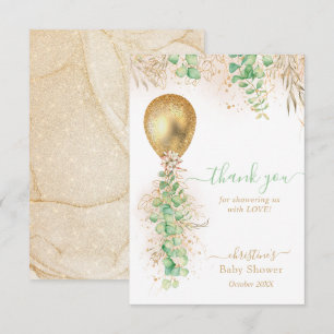 Carte de remerciements de Baby shower de ballon or