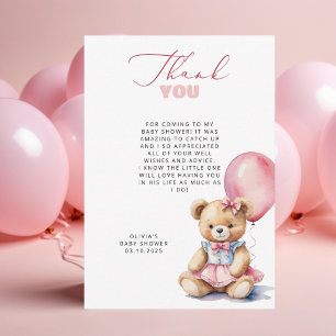 Carte de remerciements de Baby shower de ballon ro