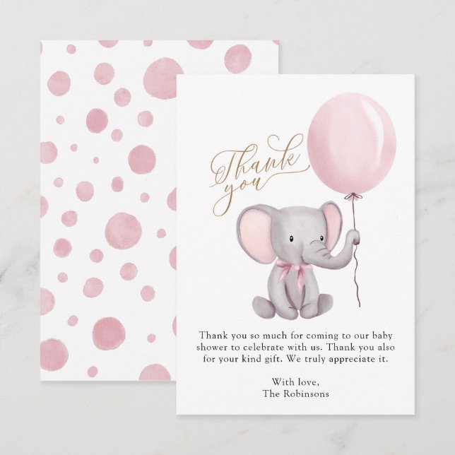 Carte de remerciements de Baby shower de ballons f (Devant / Derrière)