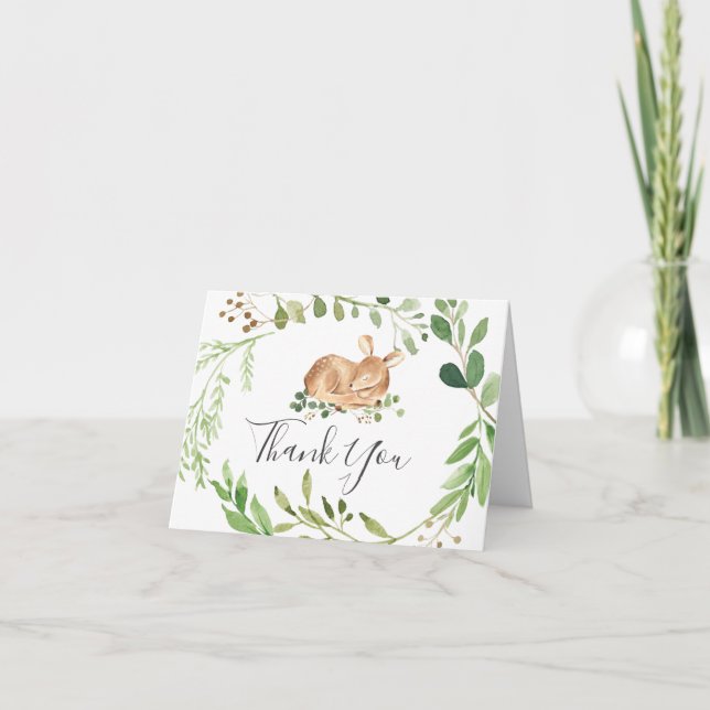 Carte de remerciements de Baby shower de cerfs (Devant)