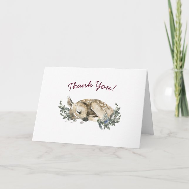 Carte de remerciements de Baby shower de cerfs d'h (Devant)