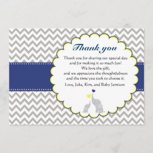 Carte de remerciements de baby shower de Chevron