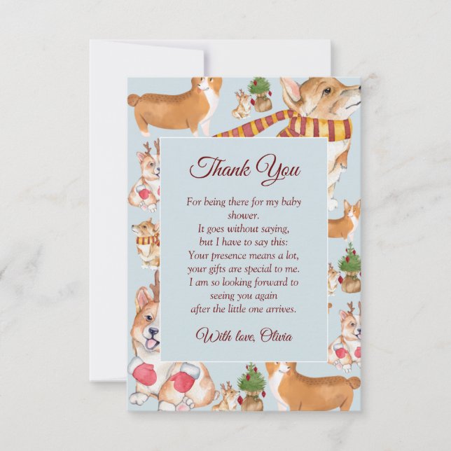 Carte de remerciements de Baby shower de Chien de  (Devant)