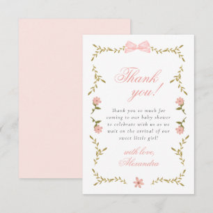 Carte de remerciements de Baby shower de coquette 