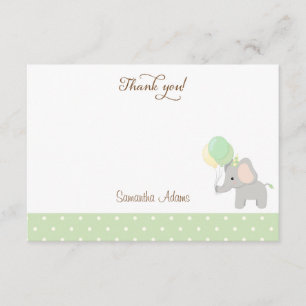 Carte de remerciements de Baby shower de Cute Elep