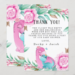 Carte de remerciements de Baby shower de dinosaure