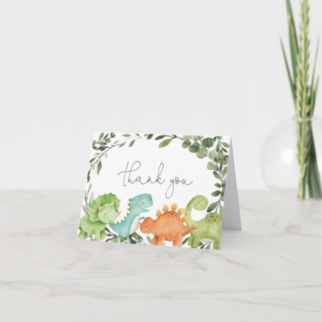 Carte de remerciements de Baby shower de dinosaure (Devant)