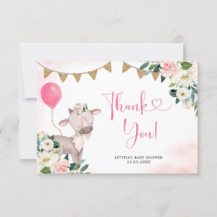 Carte de remerciements de Baby shower de ferme ros