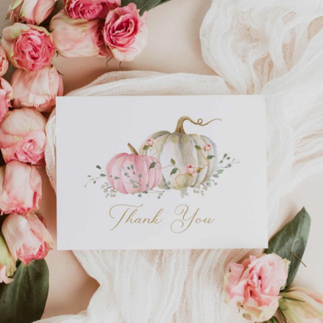 Carte de remerciements de Baby shower de fille Cit (Elegant Fall Baby Shower Than you card)