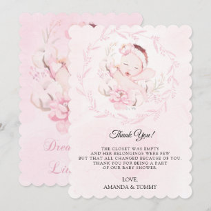 Carte de remerciements de Baby shower de fille nou