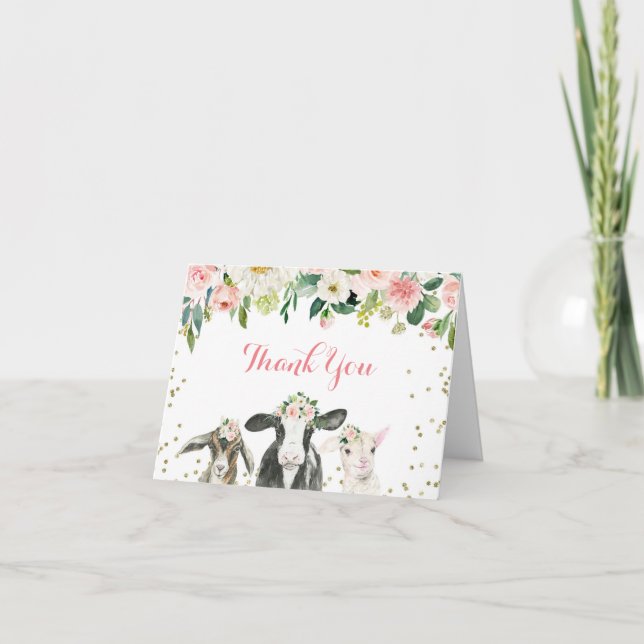 Carte de remerciements de Baby shower de filles fl (Devant)