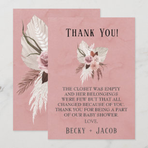 Carte de remerciements de Baby shower de filles fl