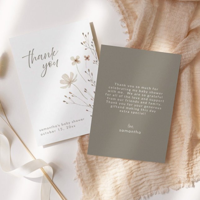 Carte de remerciements de Baby shower de Fleurs sa (Créateur téléchargé)