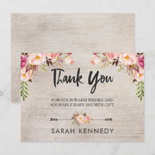 Carte de remerciements de Baby shower de Floral Bo