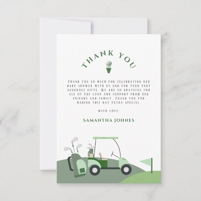 Carte de remerciements de Baby shower de golf mode (Devant)