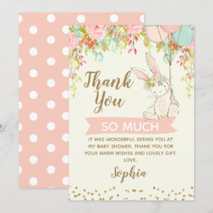 Carte de remerciements de Baby shower de lapin suc