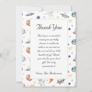 Carte de remerciements de Baby shower de l'astrona