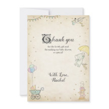 Carte de remerciements de baby shower de livre