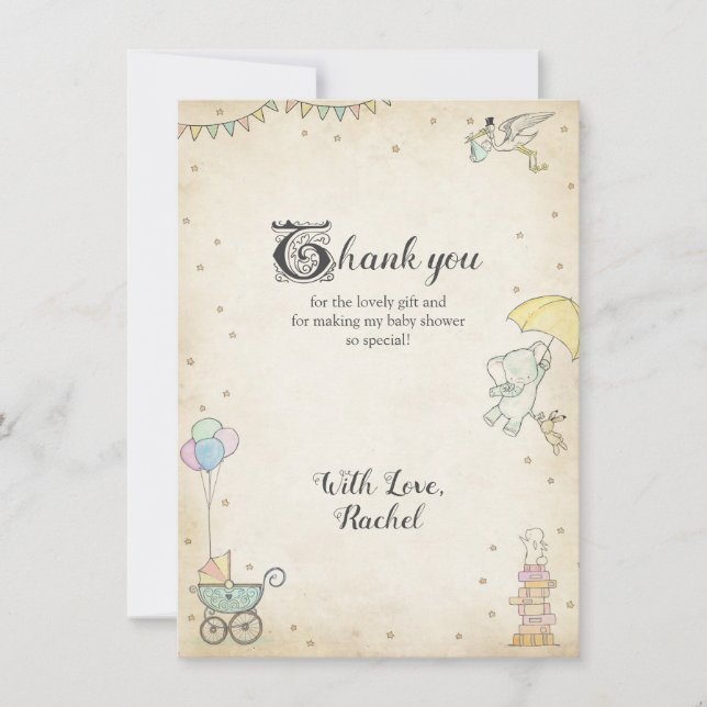 Carte de remerciements de baby shower de livre (Devant)