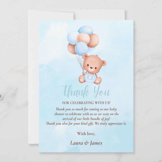 Carte de remerciements de Baby shower de mignonne  (Devant)