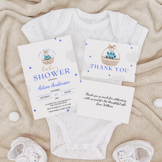 Carte de remerciements de Baby shower de panier bl (Créateur téléchargé)