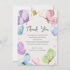 Carte de remerciements de Baby shower de papillon 