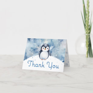 Carte de remerciements de Baby shower de Pingouin 