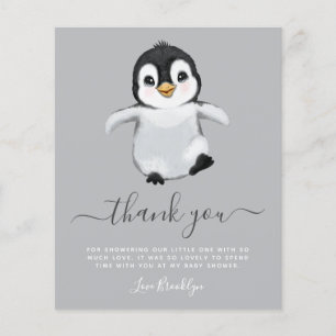 CARTE DE REMERCIEMENTS de Baby shower de pingouin 
