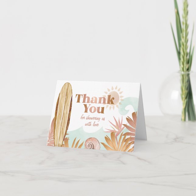Carte de remerciements de Baby shower de plage en  (Devant)