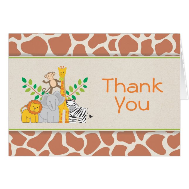 Carte de remerciements de baby shower de safari (Devant Horizontal)