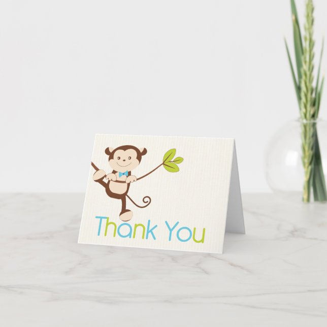 Carte de remerciements de Baby shower de singe (Devant)