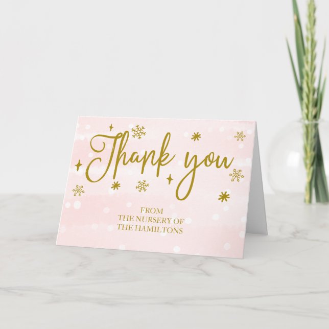 Carte de remerciements de Baby shower de Snowflake (Devant)