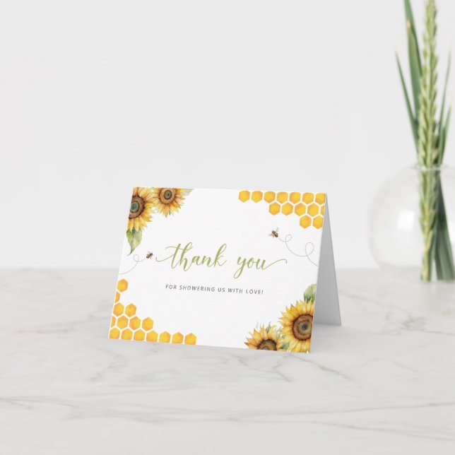 Carte de remerciements de Baby shower de Sunflower (Devant)