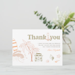 Carte de remerciements de Baby shower de Surf bébé