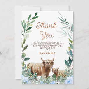 Carte de remerciements de Baby shower de veau de v