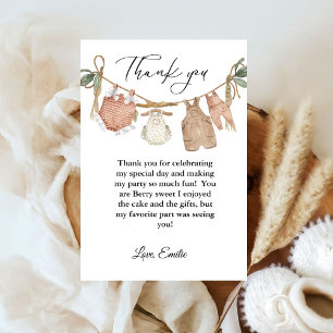 Carte de remerciements de Baby shower de vêtements