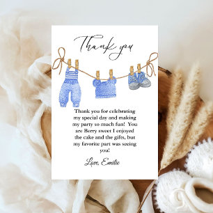 Carte de remerciements de Baby shower de vêtements