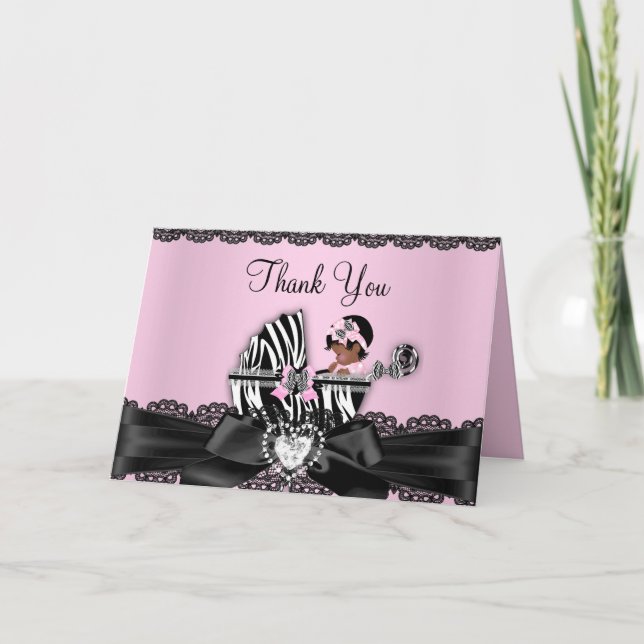 Carte de remerciements de baby shower de zèbre (Devant)
