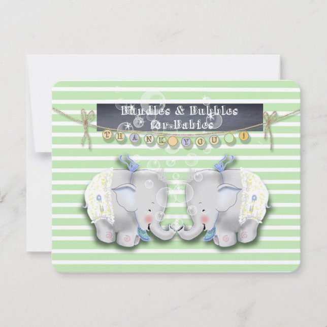 Carte de remerciements de baby shower d'éléphant (Devant)