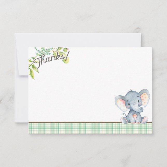 Carte de remerciements de Baby shower d'éléphants  (Devant)