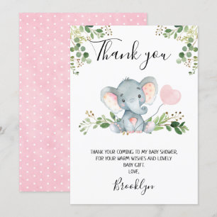 Carte de remerciements de Baby shower d'éléphants