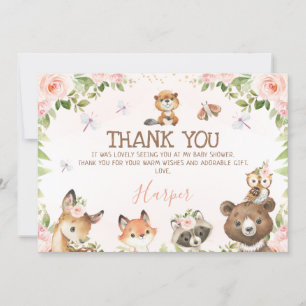 Carte de remerciements de Baby shower des animaux 