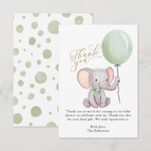Carte de remerciements de Baby shower des éléphant