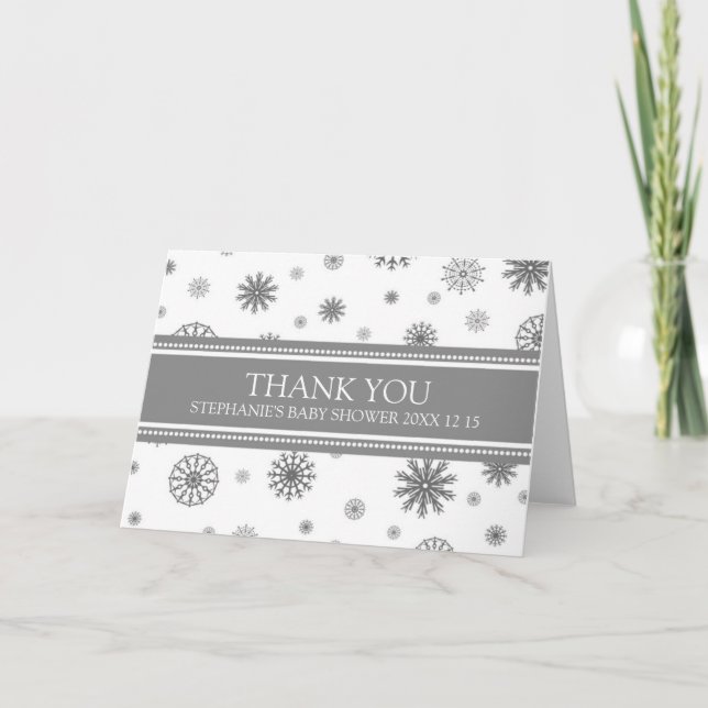 Carte de remerciements de Baby shower d'hiver de n (Devant)