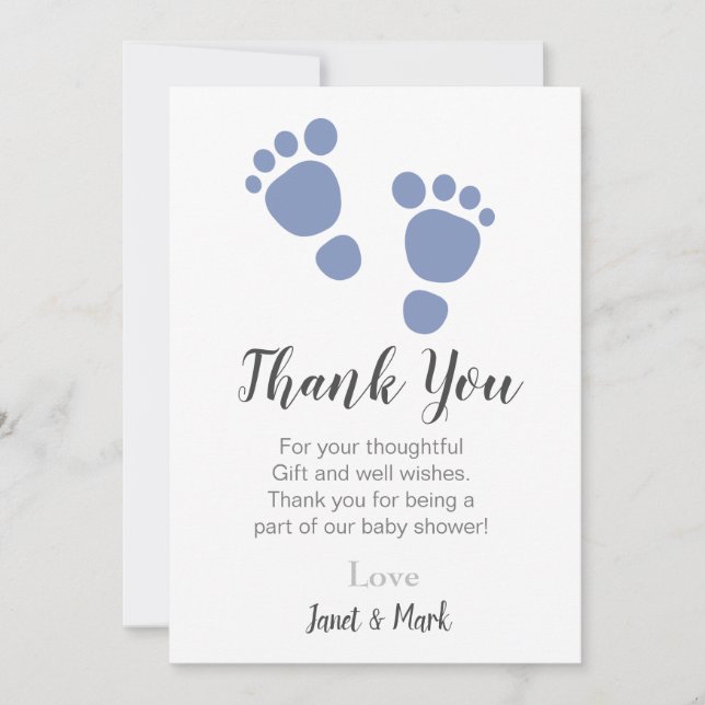Carte de remerciements de Baby shower d'impression (Devant)
