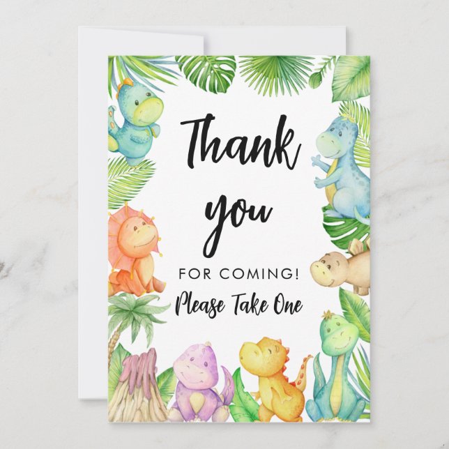 Carte de remerciements de Baby shower Dinosaur (Devant)