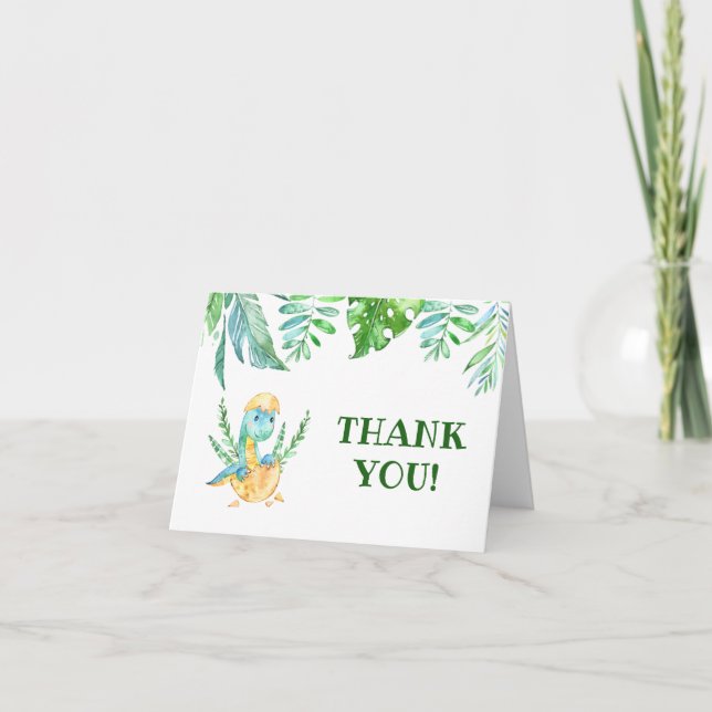 Carte de remerciements de Baby shower Dinosaur ver (Devant)