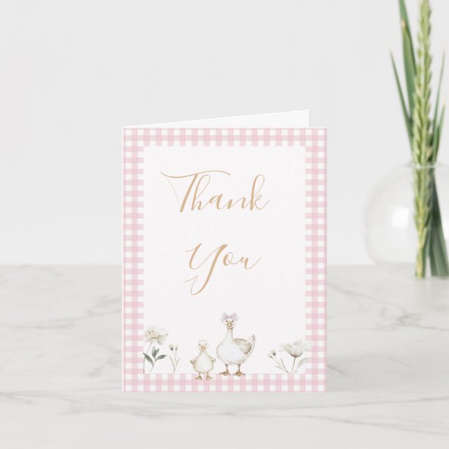 Carte de remerciements de Baby shower d'oie fine r (Devant)